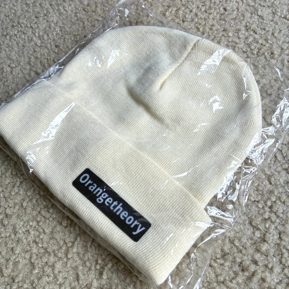 NWT Orangetheory OTF 2025 12 Days of Fitness Beanie Cream White Logo Gym Hat
